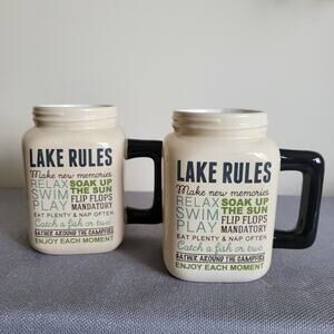Lake Rules Mason Jar Style Mugs By Youngs Set Of 2